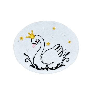 Aplikacje naprasowanki naszywki haft 7,5 x 9,5 cm łabędź