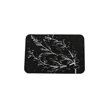 Naszywka skórzana Lew 6 x 4 cm kwiatek czarny