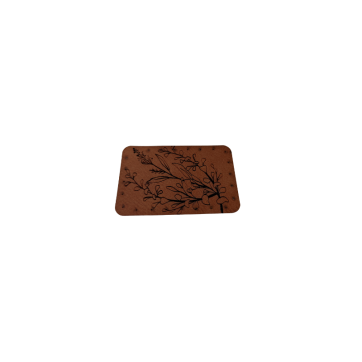 Naszywka skórzana Lew 6 x 4 cm kwiatek brązowy