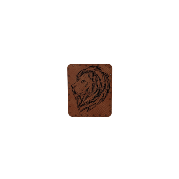 Naszywka skórzana Lew 5 x 6 cm lew brązowy