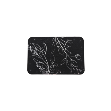 Naszywka skórzana Lew 6 x 4 cm kwiatek czarny