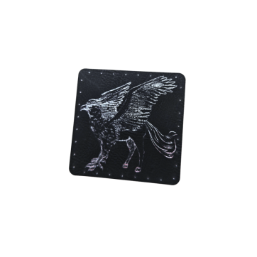 Naszywka skórzana Lew 7 x 7 cm hipogryf czarny