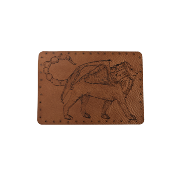 Naszywka skórzana Lew 10 x 7 cm lew brązowy
