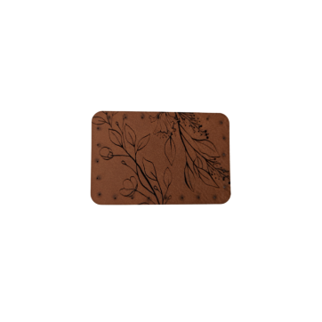 Naszywka skórzana Lew 6 x 4 cm kwiatek brązowy