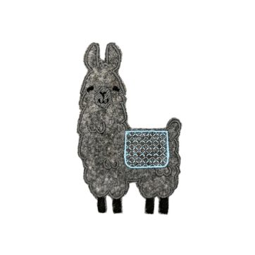 Aplikacje naprasowanki naszywki haft 10 x 6 cm lama biały / szara